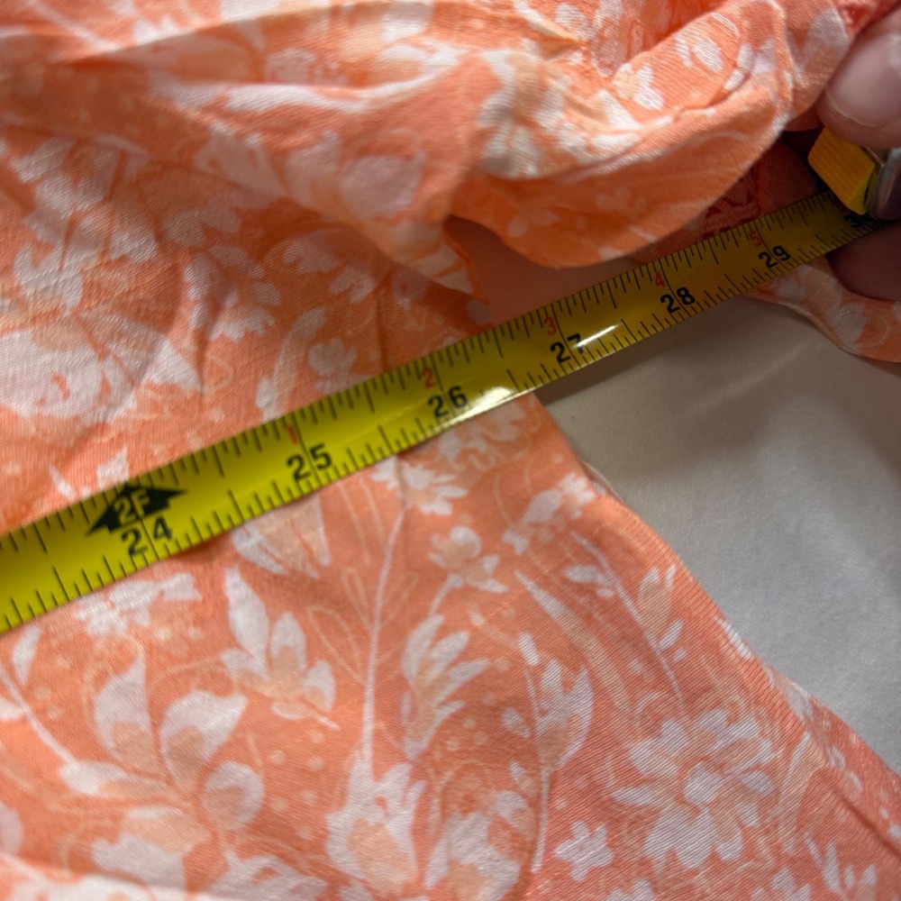 Cato Est. 1946 Womens Plus Size 26/28W Peach Amber Floral Lace Tiered Blouse NWT - Picture 2 of 8